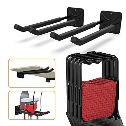 TORACK Garage Hooks Heavy Duty Tool Organizer, Wall Mount Hanger Rack Garage Storage Utility Hooks for Car Tires, Ladders, Chairs, Strollers, Power Tools, Garden Tools (2 Pack, 12.4" Hook)