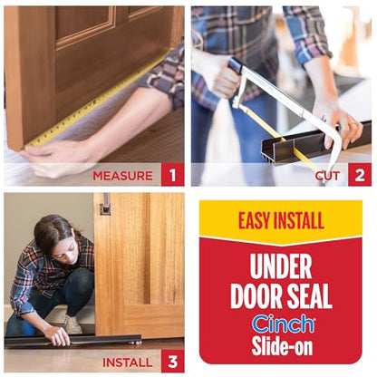 M-D Building Cinch® Slide-On U-Shaped Vinyl UDS, Brown, 36in 2pk | Rigid and Flexible Vinyl, Blocks Drafts Moisture Dust Insects, Compression Fit, No Hardware Required, Cut-to-Length