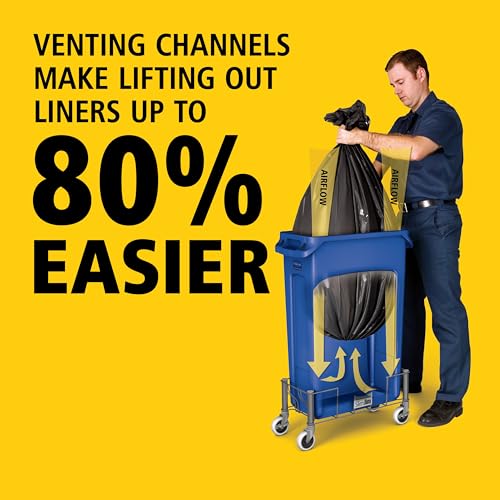 Rubbermaid Commercial Products Slim Jim Plastic Rectangular Recycling Bin/Trash Can with Venting Channels 23 Gal Blue for Kitchens/Classrooms/Offices/Back of House
