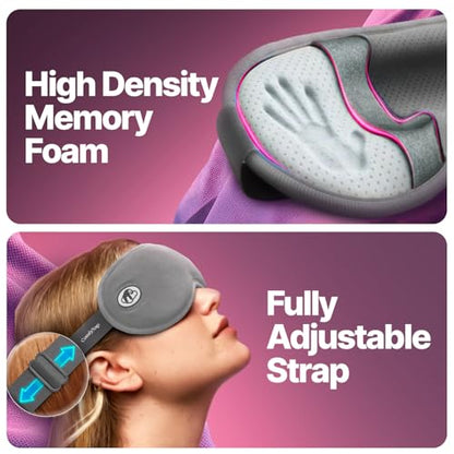 Eye Mask for Sleep with Ultimate Travel Case & Ear Plugs - DeepSpace™ Blackout Sleep Mask for Women Men, Side Sleeper Adjustable Eye Cover, Zero Eye Pressure, Memory Foam Eye Mask (Moon)