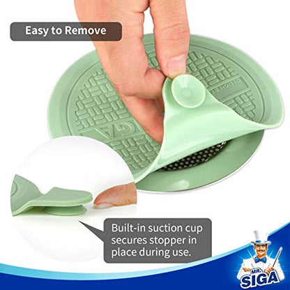 MR.SIGA Silicone Bathtub Stopper, Drain Stopper for Shower, Sink, 3 Pack | 13 cm/5.1" diameter bathtub drain stopper, silicone drain plug
