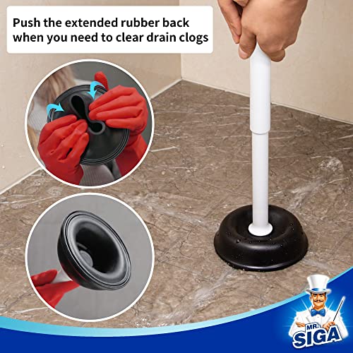 MR.SIGA Toilet Plunger with Holder, Plungers for Bathroom Heavy Duty, White | Automatic lid design, sturdy long handle, heavy duty toilet plunger and holder set, toilet clog remover