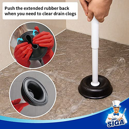 MR.SIGA Toilet Plunger with Holder, Plungers for Bathroom Heavy Duty, White | Automatic lid design, sturdy long handle, heavy duty toilet plunger and holder set, toilet clog remover