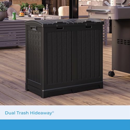 Suncast Dual 33 Gal Trash Hideaway Cabinet, Discrete Outdoor Storage