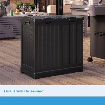 Suncast Dual 33 Gal Trash Hideaway Cabinet, Discrete Outdoor Storage