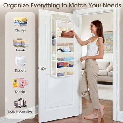 1Pack Over The Door Organizer Large Capacity Hanging Storage Room Organizer | 40 lb Capacity, Ultra-Sturdy, Foldable, Mesh Design with Clear Window, Space-Saving Organizer for Pantry, Nursery & Closet