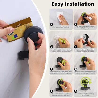 Razor Holder for Shower, Stainless Steel No-Drill Shaver Hook | Heavy-duty damage-free on tiles/glass; Holds razor/shaver, towel & loofah; Reusable, rust-resistant; 2Pcs Matte Black