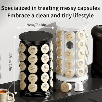 Coffee Pod Storage Compatible with Keurig Kcup Cafe Carousel, 360° Rotating K Cups Pods Carousel Holder, Kcup Storage Organizer Stand with 40 Keurig Kcup Pods (Black)