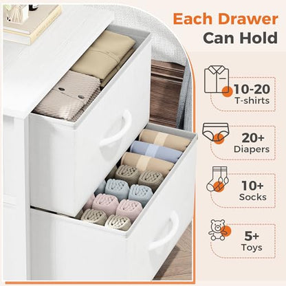 Nightstand Set of 2 with 2 Storage Drawers, 20" He... (White | Metal)