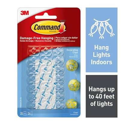 Command 17026CLR-ES Decorating Clips, Clear, 20-Clips (2 Pack)