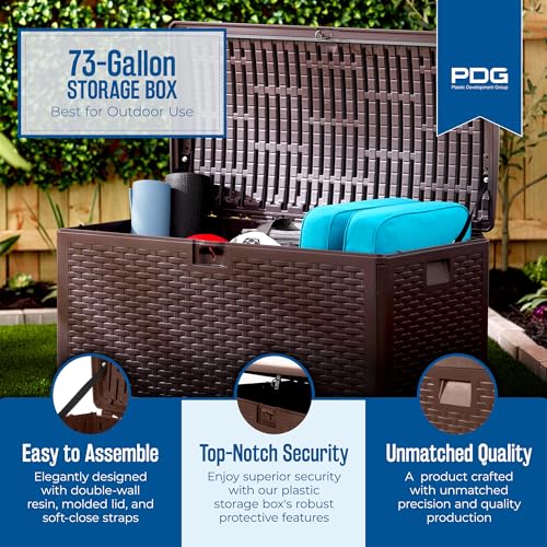 Outdoor Storage Deck Box, Standard Closure, 73 Gallon, Java