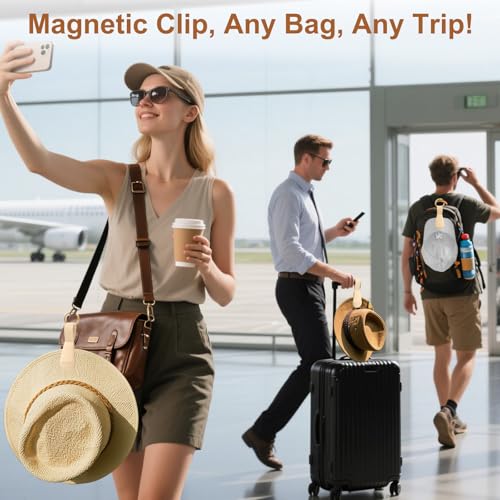 Magnetic Hat Clip for Travel, Silicone Hat Holder for Bag & Beach | Strong Magnet Carrier for Tote, Hand Free Hat Purse Hook for Vacation Essential Accessory, Stylish Hat Hanger as Gift Idea