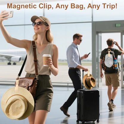 Magnetic Hat Clip for Travel, Silicone Hat Holder for Bag & Beach | Strong Magnet Carrier for Tote, Hand Free Hat Purse Hook for Vacation Essential Accessory, Stylish Hat Hanger as Gift Idea
