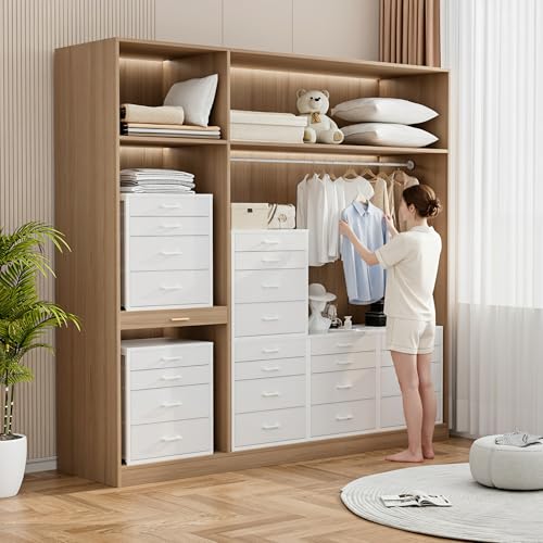 Espelism Closet Drawers with 4 Fabric Drawers, Stackable Closet Organizer | Storage dresser for clothes, accessories and essentials. Ideal for bedroom, office and dorm organization.