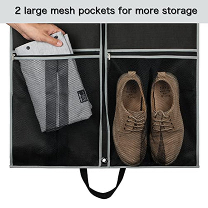 Zilink Long Garment Bags for Dresses Coat Bags for Travel & Storage 60 in | 2 Large Pockets, 2 Carry Handles, Gusseted, Suit Cover Protector for Suit Coat Dress Tuxedos, Set of 2