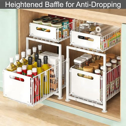Under Sink Organizer, 2-Tier Multi-Use Kitchen and... (Style A White | Metal)