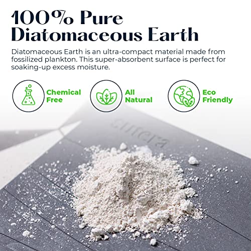 Stone Bath Mat for Bathroom, Diatomaceous Earth Non-Slip Quick Dry, Gray | Super absorbent, quick-drying & easy to clean. Natural material that lasts — restores with light sanding.