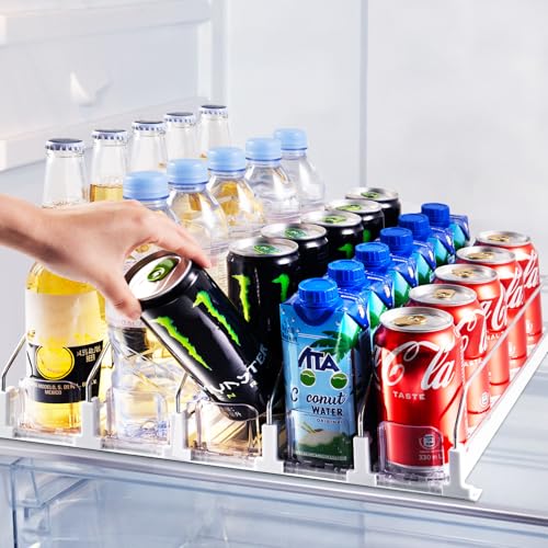Drink Organizer for Fridge, Soda Can Dispenser for... (white)