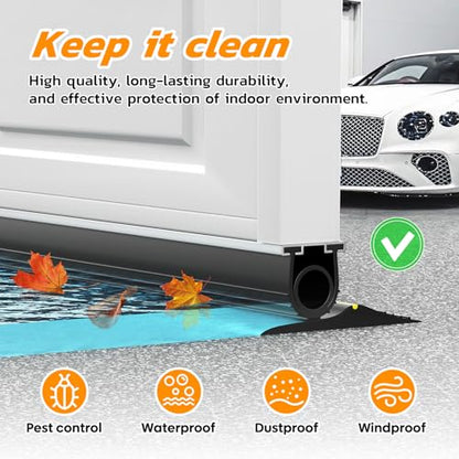 Garage Door Bottom Seal with Pre-drilled Aluminum... (Black-Track Kit | Rubber)