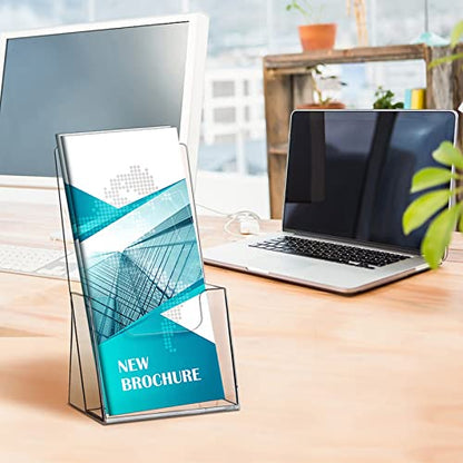 zavekia Acrylic Brochure Holder,6 packs Thicker Countertop Literature Holder Plastic Flyer Display Stand for Magazine (6 packs)