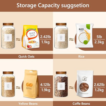88oz Glass Jars w/Acacia Lids for Flour & Sugar Storage Containers