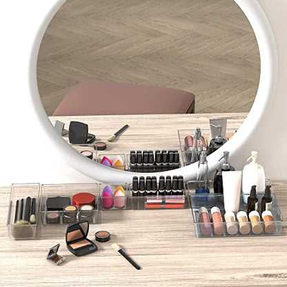 Simple Houseware 30 PCS Clear Plastic Drawer Organizers Set, 5-Size | for Makeup, Bathroom, Bedroom and Office
