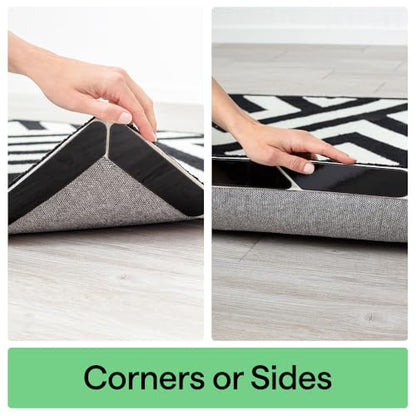 GORILLA GRIP® Rug Gripper Pads, 12 pc Reusable Double-Sided Stickers Keep Area Rugs Corners Flat, Grips Hardwood, Tile and Laminate Floors, Renter Friendly, Holds Down Carpet in Place, Home Décor