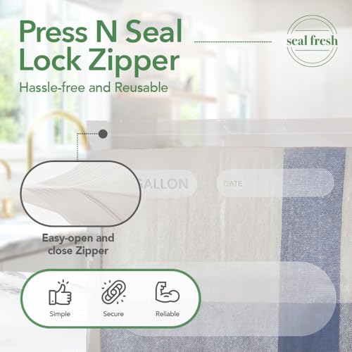 Seal Fresh 5 Gallon Large Plastic Storage Bags – 18" x 24" (60 Count) – Reusable XXL Extra Large Clear Jumbo Zip Bags with Sealable Zipper Top For Clothes, Travel, Moving