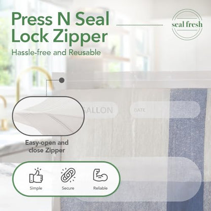 Seal Fresh 5 Gallon Large Plastic Storage Bags – 18" x 24" (60 Count) – Reusable XXL Extra Large Clear Jumbo Zip Bags with Sealable Zipper Top For Clothes, Travel, Moving