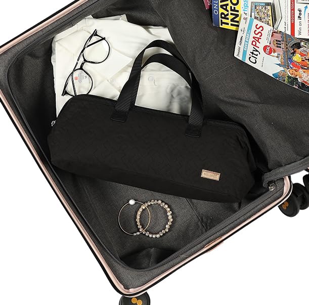 NISHEL Hair Tools Travel Bag Dryer Curling Iron Attachment Organizer Case | Portable case stores hair dryer, curling iron, air wrap attachments, and styling tools for trips or storage, Black