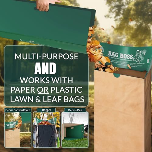 Lawn & Leaf Bag Holder, Leaf Scoop & Chute, Foldable Yard Trash Bag Stand, Heavy Duty – Fits 30 Gallon Paper and 33–55 Gallon Plastic, Lawn & Yard Clean Up, Gardening, Camping, Parties