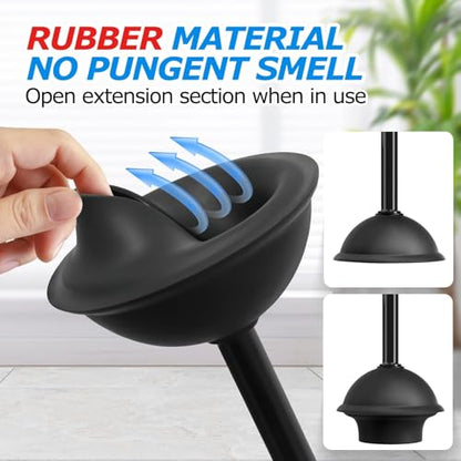 FORASTO 2 in 1 Toilet Brush and Plunger Set, Extended Handle Combo, 4 Pack