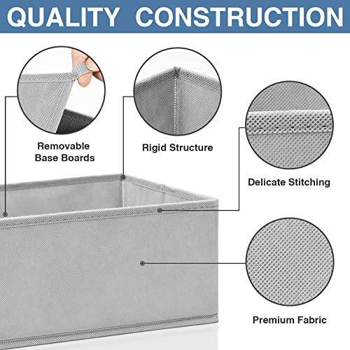 Drawer Organizer Clothes 12 Pack, Dresser Organizer for Nursery Bedroom Closet Organization and Storage - Baby Clothes Organizer Bins - Drawer Divider for Sock Underwear Bra Ties (Grey)