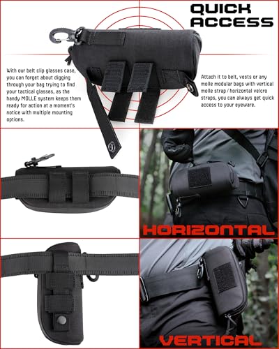 Wynex Tactical Molle Glasses Pouch, Shockproof Eyeglass Case for Glasses | Sunglasses Case Hard Shell, 360°Clip & Patch, Glasses Protector Fit Sunglasses Goggles, for Travel Sports Work