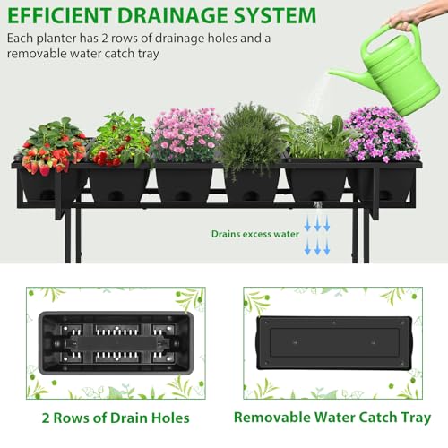 Plastic Raised Garden Bed Outdoor with Legs 43x17x... (Black | Metal, Plastic)