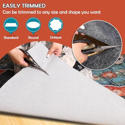 Waterproof Rug Pad, 9x12 Ft Under Area Rug Carpet Pad, Non Slip Rug Pads for All Floors and Hardwood Floors Finishes, Keep Carpets in Place Soft and Prevent Rug from Wrinkling or Buckling