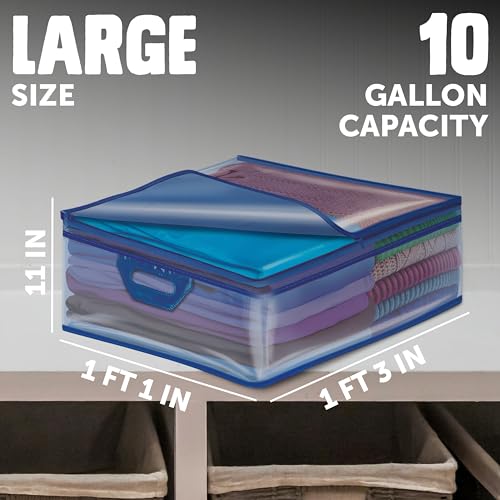 Ziploc Flexible Totes, Large Size, 10 Gallon, 2 Count Organizing Tote with Zipper and Built‑In Handles, Flexible & Stackable Clothing and Home Storage Bag