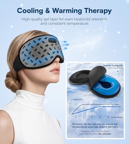 MUSICOZY Sleep Mask Bluetooth Headphone Cooling Weighted Eyemask Headphones | Detachable 3D Blackout Contoured Eye Masks Relaxing No Pressure Cover to Block Light for Women Men Night Rest Office Travel