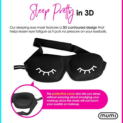 Mumi Sweet Dreams Kit - 3D Memory Foam Sleeping Mask with Adjustable Strap - Blocks Light Effectively - Includes Ear Plugs and Case