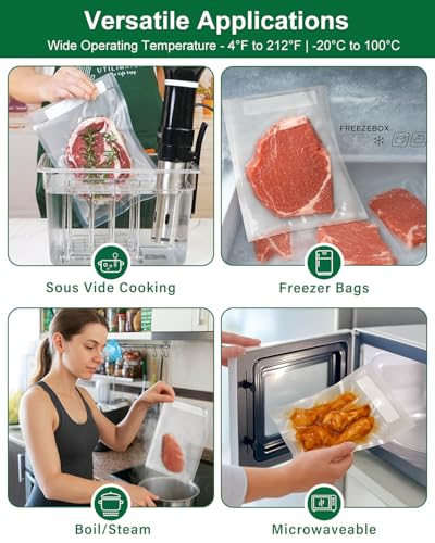 Quart Vacuum Sealer Bags for Food, 8x11 Inch with Label Area | Heavy Duty BPA-free Vacuum Seal Bags for Food Saver, Freezer Storage, Seal a Meal, Sous Vide, Meal Prep, Precut 100 count