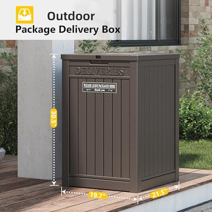 Package Delivery Box for Outside, Waterproof Outdoor Storage, Brown