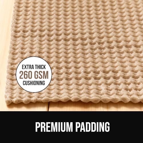 GORILLA GRIP® Premium Dual Sided Thick 5x7 Rug Gripper Pad for Hardwood Floors, Breathable Slip Resistant Pad Grips Under Carpet Area Rugs for Hard Surface Floor Protection, Easy Trim Mats, Beige