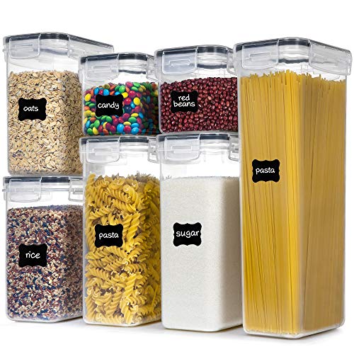 Airtight Food Storage Containers with Lids, 7 PCS (Black, Clear | Plastic)