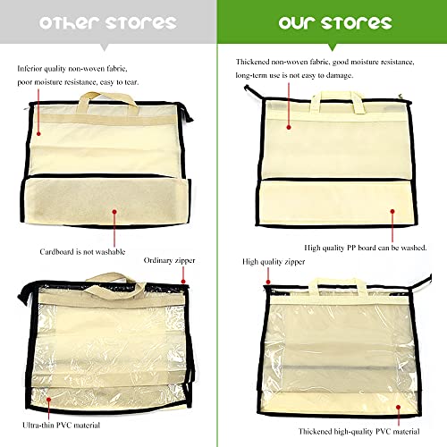fazhongfa 5 PCS Hanging Handbag Storage Organizer Non-Woven Transparent Dust-proof Homewares Purse Wallet Closet Storage Bag with Zipper and Handle (XL)