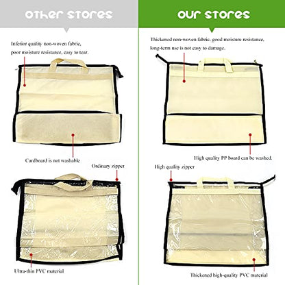 fazhongfa 5 PCS Hanging Handbag Storage Organizer Non-Woven Transparent Dust-proof Homewares Purse Wallet Closet Storage Bag with Zipper and Handle (XL)