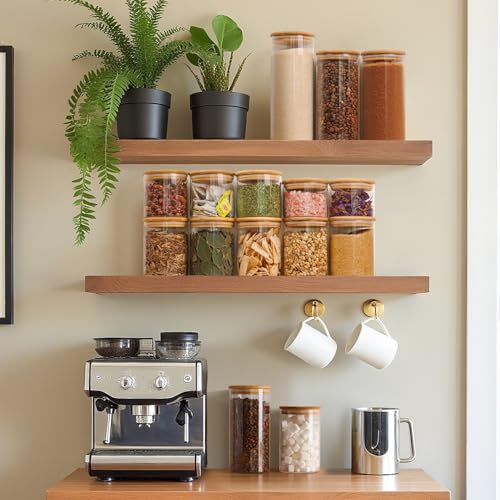 ComSaf Glass Storage Containers wtih Lids 1 Qt, Set of 6 Food Storage Jars
