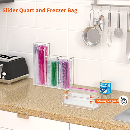 FEMELI Food Bag Storage Organizer Acrylic Kitchen Drawer Baggie Box Clear