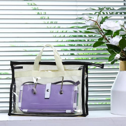15 Packs Purse Storage Dust Bags for Handbags Clear Handbag Storage Purse Protector Bag Organizers for Handbags Cover Hanging Closet Organizer with Zipper and Handles, 3 Sizes