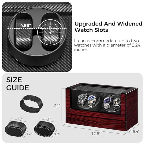 ANWBROAD Watch Winders For Automatic Watches, Watch Turner For Automatic | Automatic Watch Winder Box With Led Light,4 Watch Winder,4 Watch Rotator And Super Quiet Motor And 4 Rotation Mode,UJWW011Y