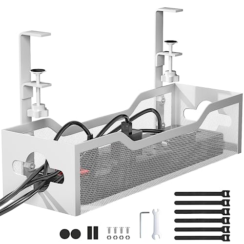 Under Desk Cable Management Tray No Drill, 13.38''... (White)